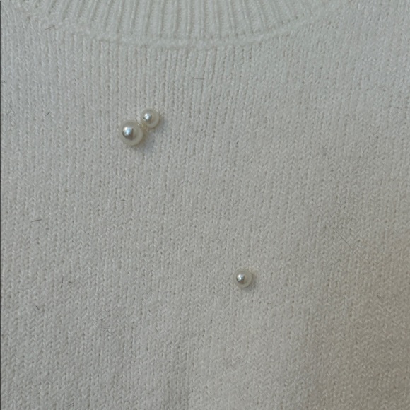 LOFT Cream Sweater with Pearl Details - Picture 4 of 4